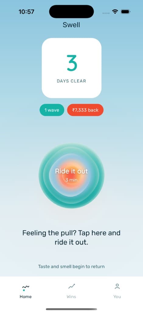 Swell Home screen
